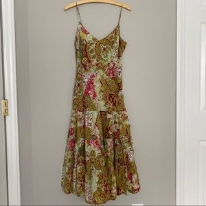 Zara V-Neck Spaghetti Strap Paisley Maxi Dress